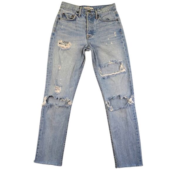 GRLFRND Karolina High Rise Destroyed Jeans GUC $248 Size 25     J1510 - Picture 4 of 8